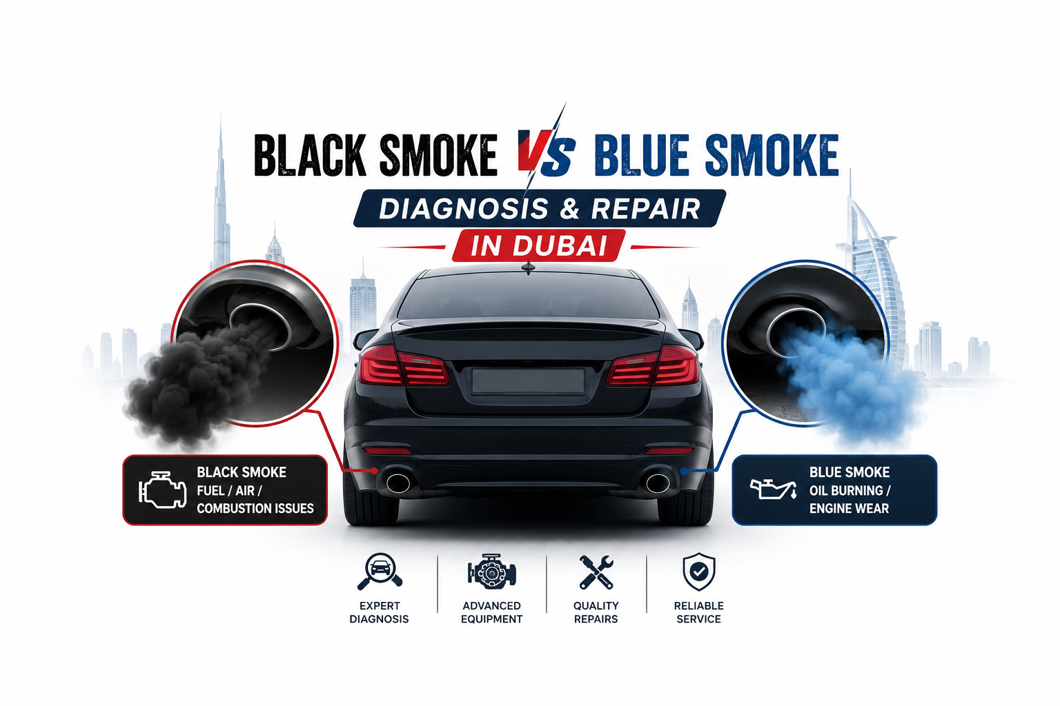 Black Smoke vs Blue Smoke Diagnosis & Repair in Dubai