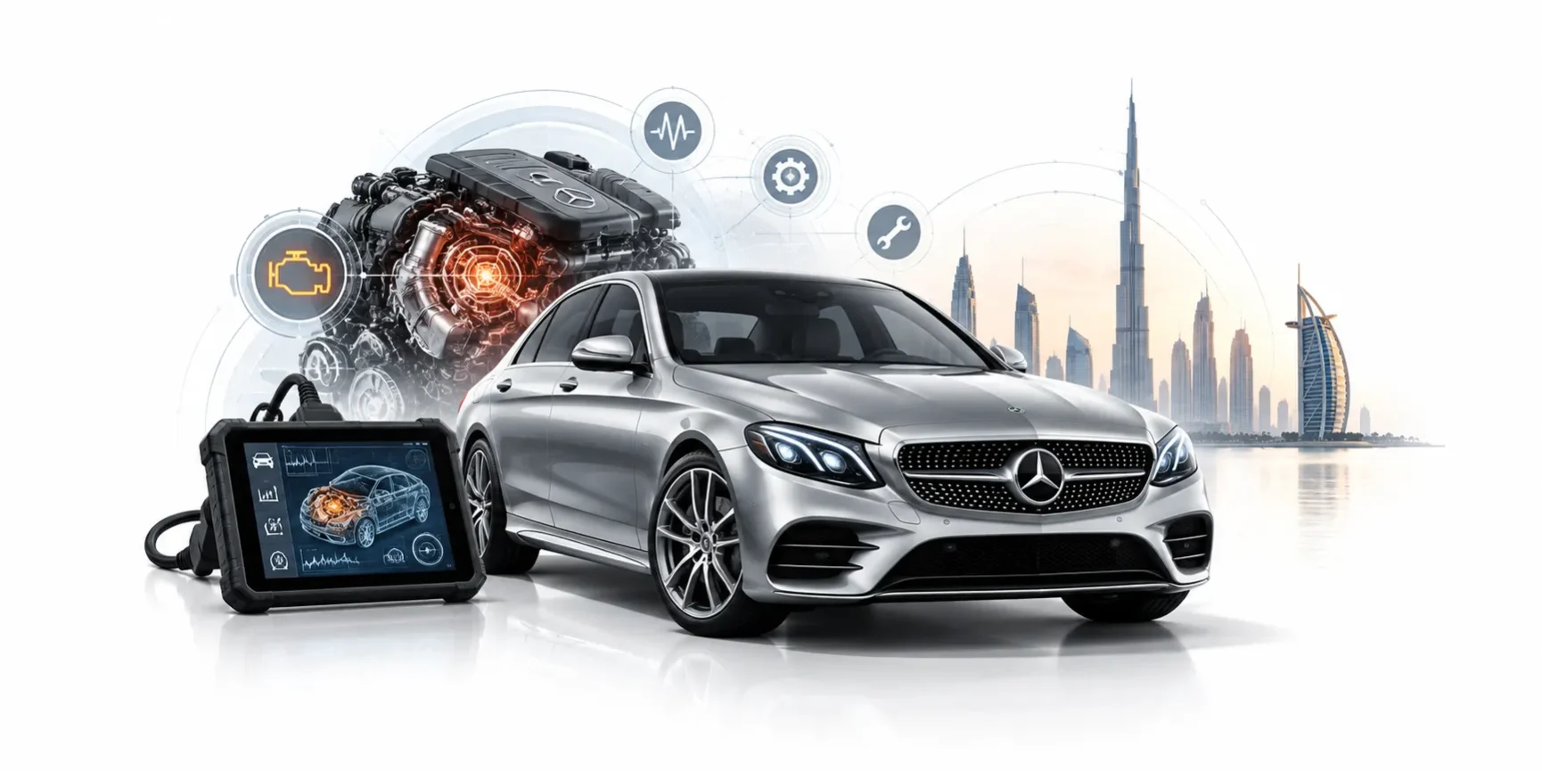 Mercedes E300 Engine Diagnostics in Dubai