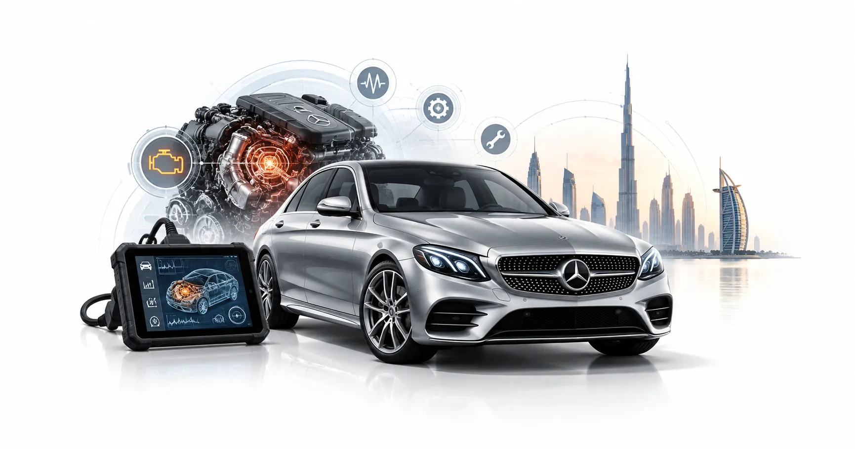 Mercedes E300 Engine Diagnostics in Dubai
